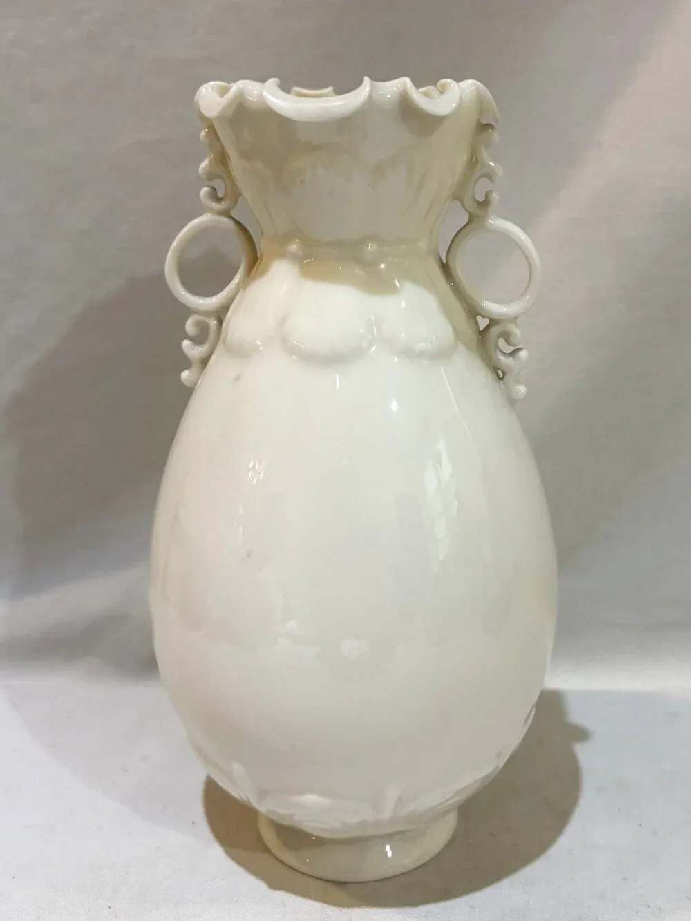 VTG Lenox Double Ring Handled Ruffled Crimped Top Vase Made in USA